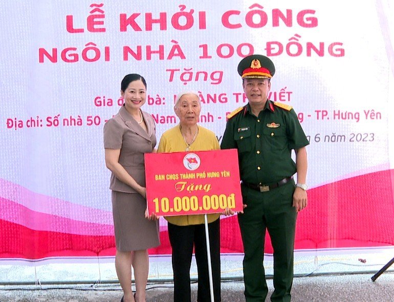 Ban Chỉ huy Quân sự thành phố phối hợp khởi công xây dựng “Ngôi nhà 100 đồng” tại phường Quang Trung