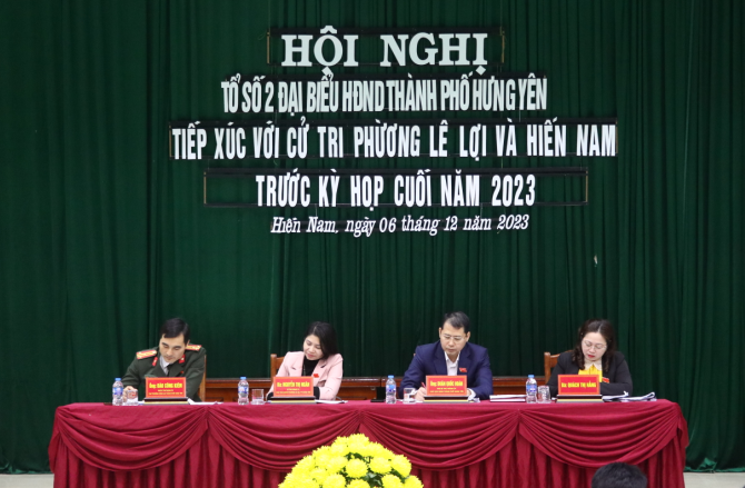 Tổ đại biểu số 2 HĐND TP khóa XXII tiếp xúc cử tri phường Lê Lợi và Hiến Nam trước kỳ họp cuối năm 2023