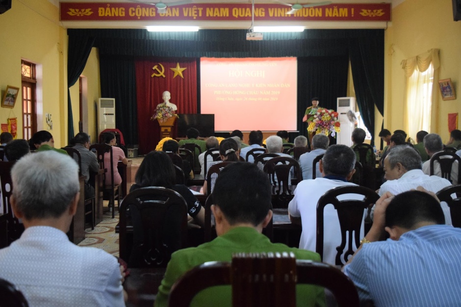 Công an thành phố Hưng Yên tổ chức hội nghị lắng nghe ý kiến nhân dân năm 2019 tại xã Hồng Nam và phường Hồng Châu
